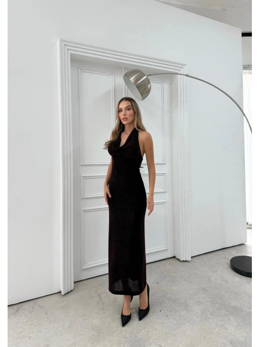 BOYUNDAN BAĞLAMALI TAŞLI ELBİSE