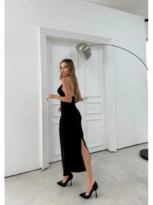 BOYUNDAN BAĞLAMALI TAŞLI ELBİSE BORDO