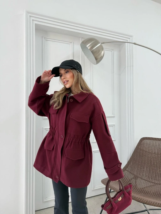 CEPLİ OMUZ APOLET DETAY İÇ ASTARLI KAŞE KABAN BORDO