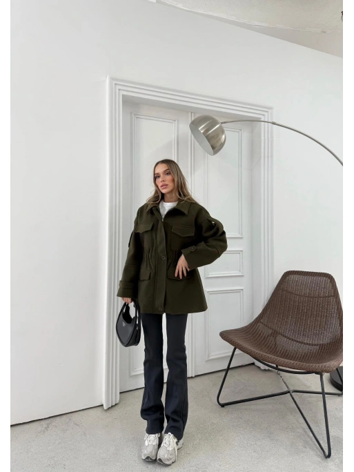 CEPLİ OMUZ APOLET DETAY İÇ ASTARLI KAŞE KABAN HAKİ