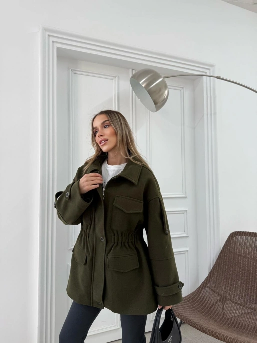 CEPLİ OMUZ APOLET DETAY İÇ ASTARLI KAŞE KABAN HAKİ