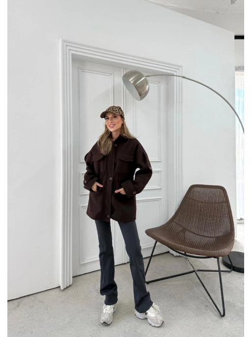 CEPLİ OMUZ APOLET DETAY İÇ ASTARLI KAŞE KABAN KAHVE