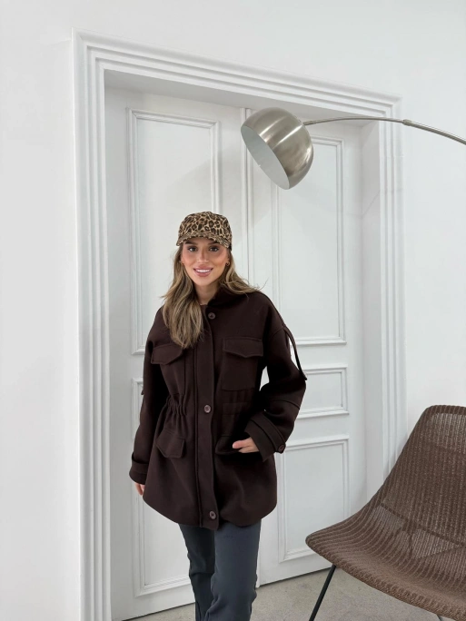 CEPLİ OMUZ APOLET DETAY İÇ ASTARLI KAŞE KABAN KAHVE