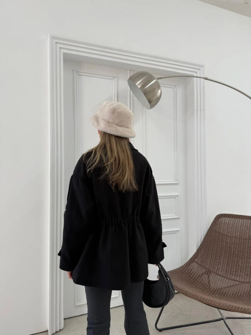 CEPLİ OMUZ APOLET DETAY İÇ ASTARLI KAŞE KABAN SİYAH