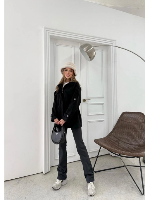 CEPLİ OMUZ APOLET DETAY İÇ ASTARLI KAŞE KABAN SİYAH