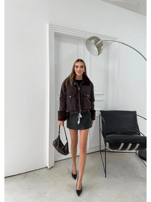 ÇİFT CEP YAKA VE KOL KÜRK DETAY KOT MONT