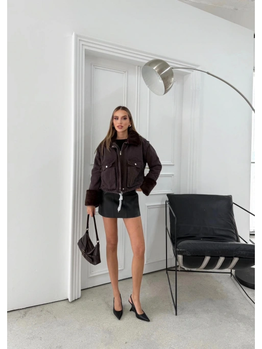 ÇİFT CEP YAKA VE KOL KÜRK DETAY KOT MONT