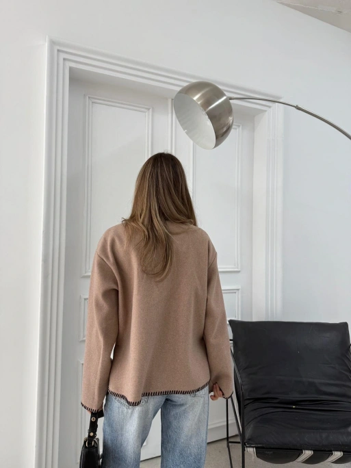 ÇOBAN DİKİŞ DETAY KAŞE MONT KAHVE