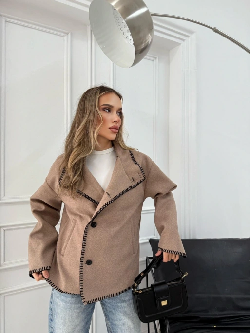 ÇOBAN DİKİŞ DETAY KAŞE MONT KAHVE