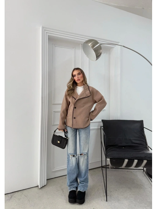 ÇOBAN DİKİŞ DETAY KAŞE MONT KAHVE