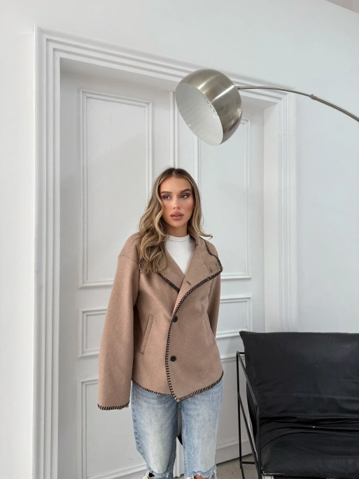 ÇOBAN DİKİŞ DETAY KAŞE MONT KAHVE