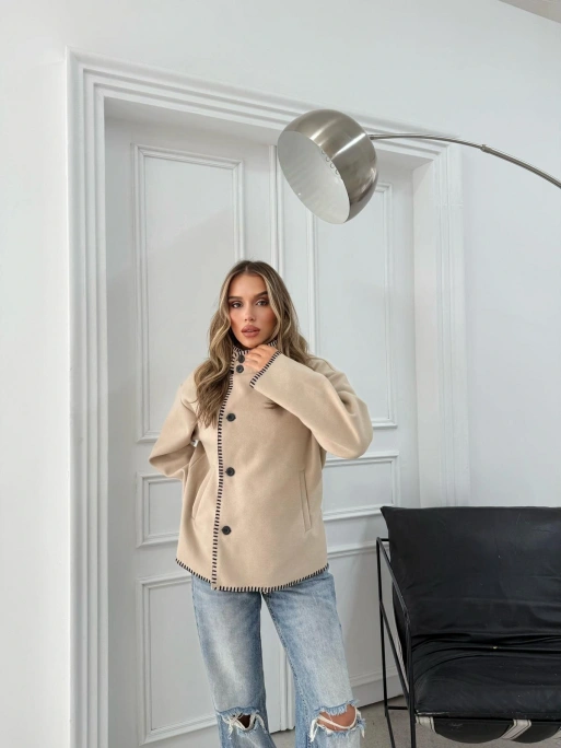 ÇOBAN DİKİŞ DETAY KAŞE MONT KREM