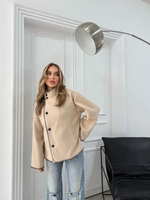 ÇOBAN DİKİŞ DETAY KAŞE MONT KREM