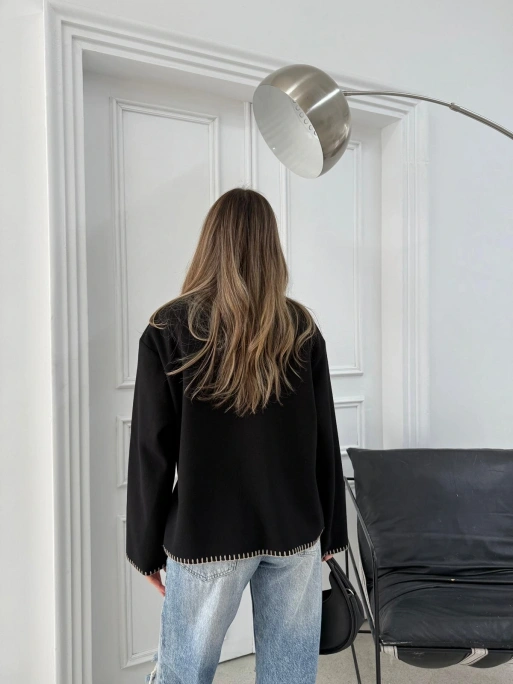 ÇOBAN DİKİŞ DETAY KAŞE MONT SİYAH