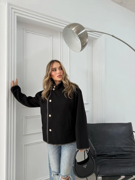 ÇOBAN DİKİŞ DETAY KAŞE MONT SİYAH