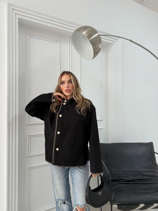 ÇOBAN DİKİŞ DETAY KAŞE MONT SİYAH