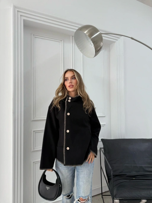 ÇOBAN DİKİŞ DETAY KAŞE MONT SİYAH