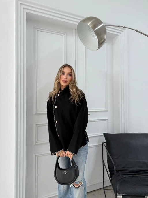 ÇOBAN DİKİŞ DETAY KAŞE MONT SİYAH