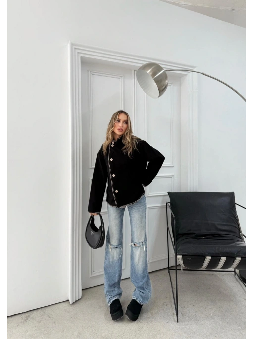 ÇOBAN DİKİŞ DETAY KAŞE MONT SİYAH