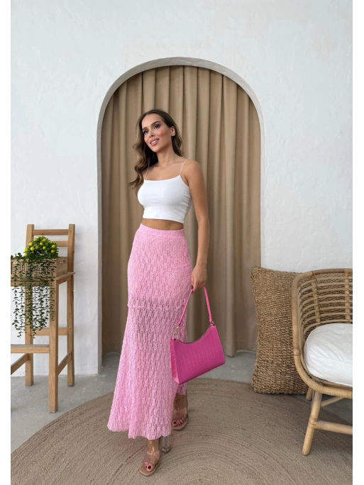 DANTEL İÇ ASTARLI ETEK PEMBE