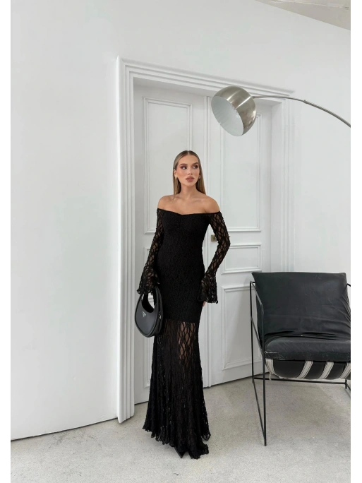 DANTEL İSPANYOL KOL MADONNA ELBİSE SİYAH