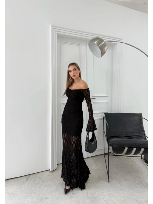 DANTEL İSPANYOL KOL MADONNA ELBİSE SİYAH