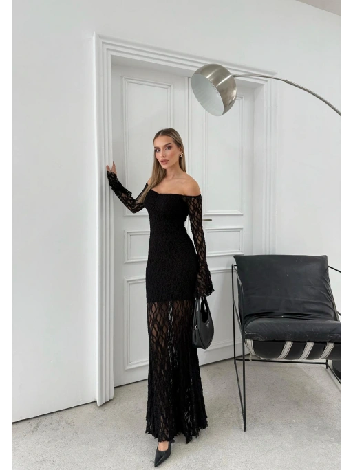 DANTEL İSPANYOL KOL MADONNA ELBİSE SİYAH