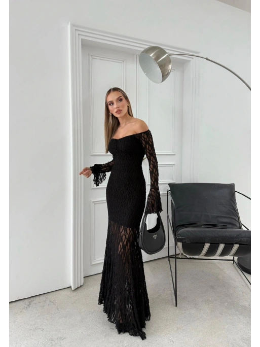 DANTEL İSPANYOL KOL MADONNA ELBİSE SİYAH