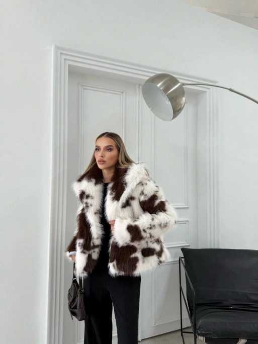 DESENLİ ÇIT ÇITLI İÇ ASTARLI PREMİUM KÜRK KAHVE