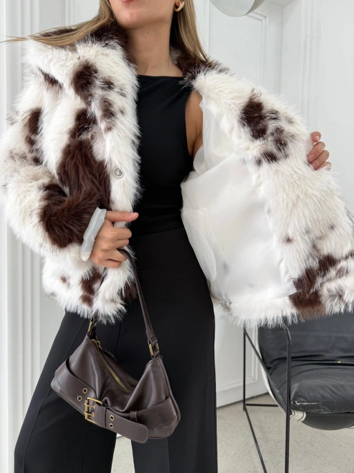 DESENLİ ÇIT ÇITLI İÇ ASTARLI PREMİUM KÜRK KAHVE