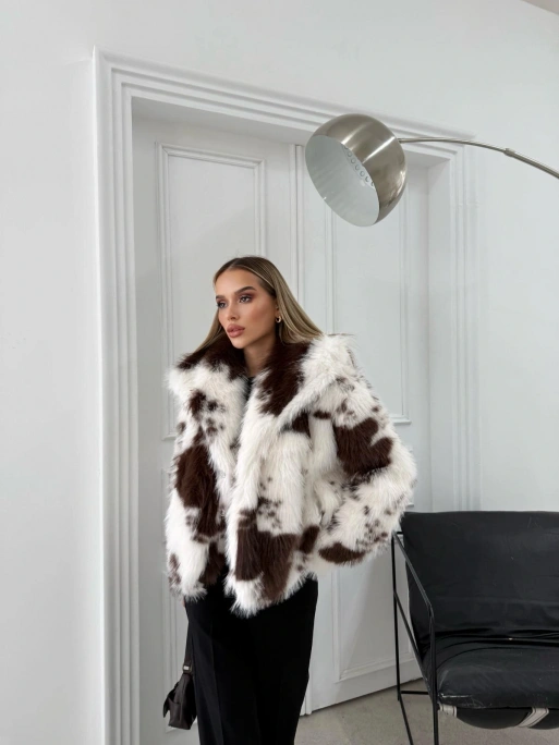 DESENLİ ÇIT ÇITLI İÇ ASTARLI PREMİUM KÜRK KAHVE