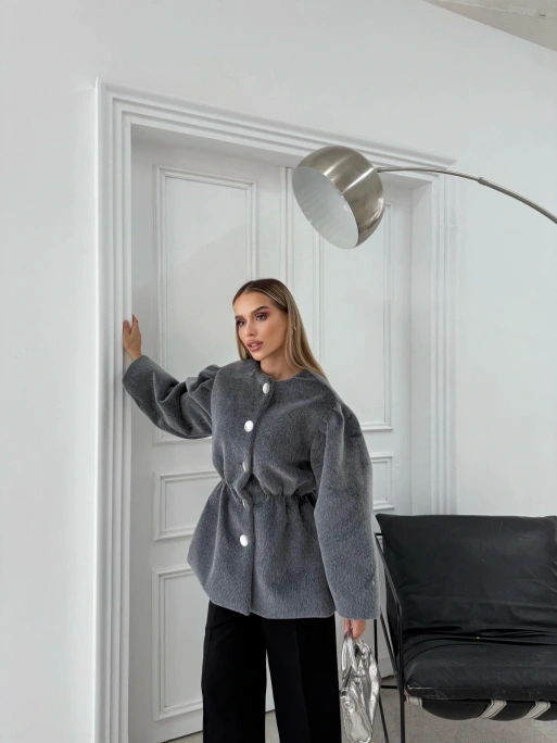 DÜĞME DETAY BEL LASTİKLİ TAY TÜYÜ KAŞE KABAN GRİ