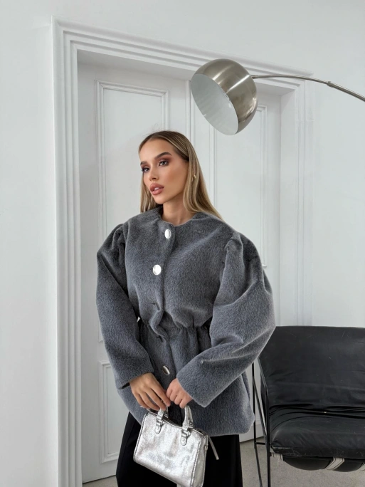 DÜĞME DETAY BEL LASTİKLİ TAY TÜYÜ KAŞE KABAN GRİ