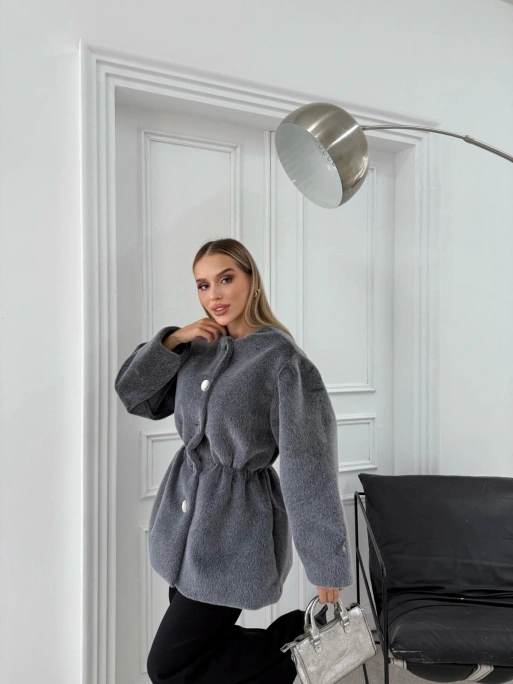 DÜĞME DETAY BEL LASTİKLİ TAY TÜYÜ KAŞE KABAN GRİ