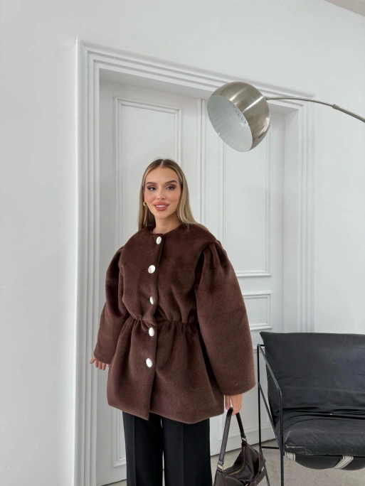 DÜĞME DETAY BEL LASTİKLİ TAY TÜYÜ KAŞE KABAN KAHVE