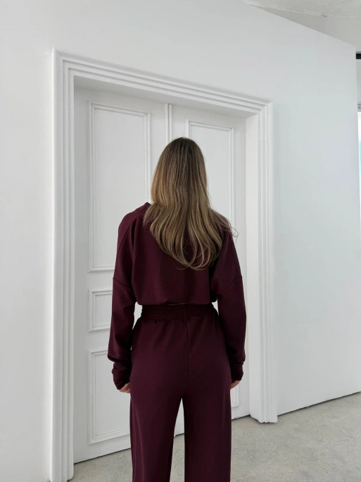 DÜĞME DETAY HIRKA VE PANTOLONLU SELANİK KUMAŞ TAKIM MÜRDÜM