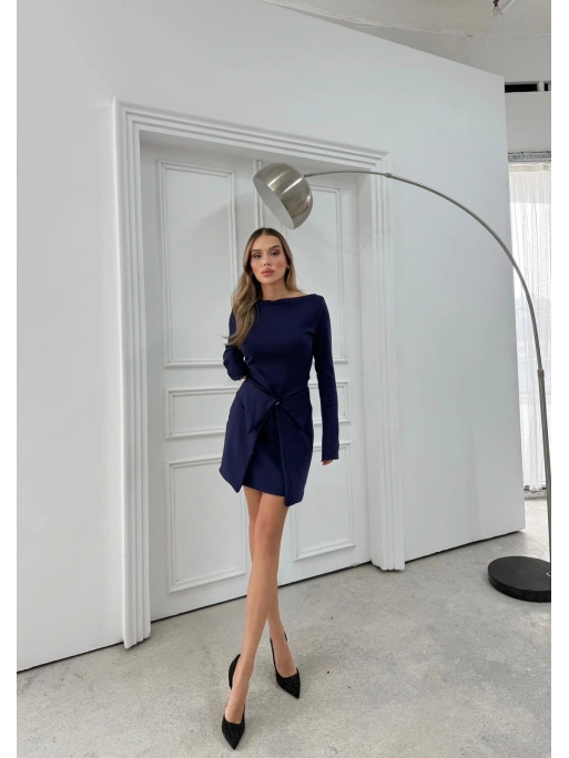 ETEK BAĞLAMA DETAY ELBİSE LACİVERT