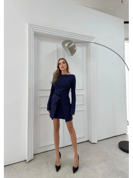 ETEK BAĞLAMA DETAY ELBİSE LACİVERT