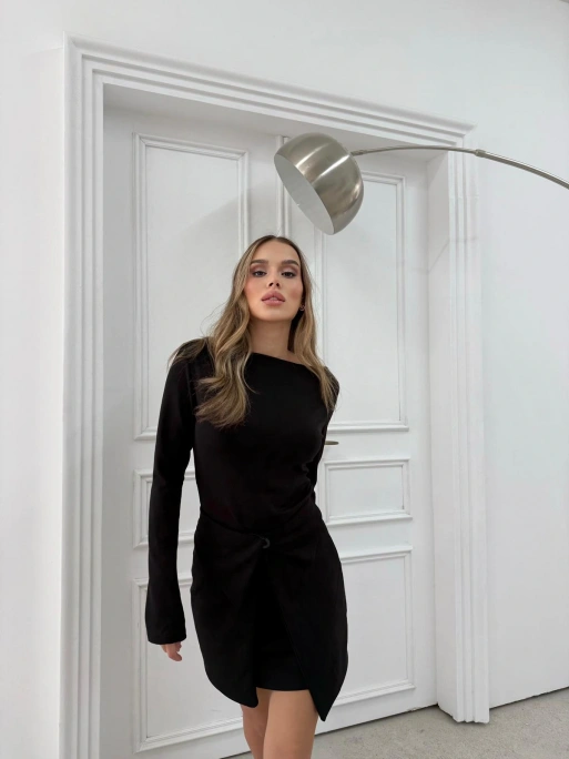 ETEK BAĞLAMA DETAY ELBİSE SİYAH