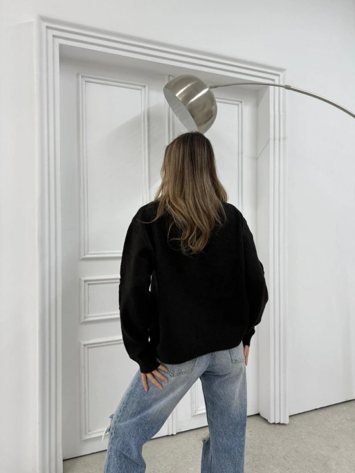 FERMUARLI NAKIŞ DETAY KAZAK SİYAH