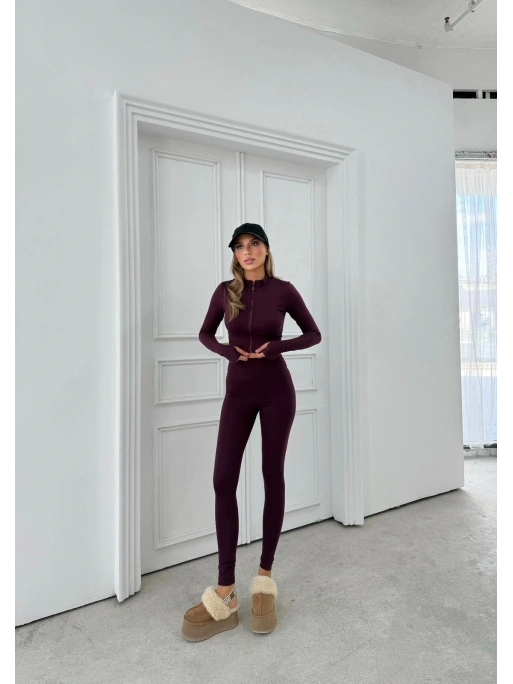 FERMUARLI PARMAK GEÇME DETAY BLUZ VE PANTOLONLU TAYT TAKIM MÜRDÜM