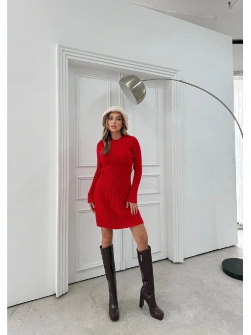 FİTİLLİ TRİKO ELBİSE KIRMIZI