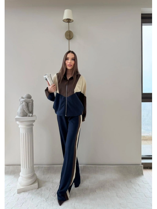 GARNE PARAŞÜT DETAY HIRKA VE PANTOLONLU MODAL İKİLİ TAKIM KAHVE