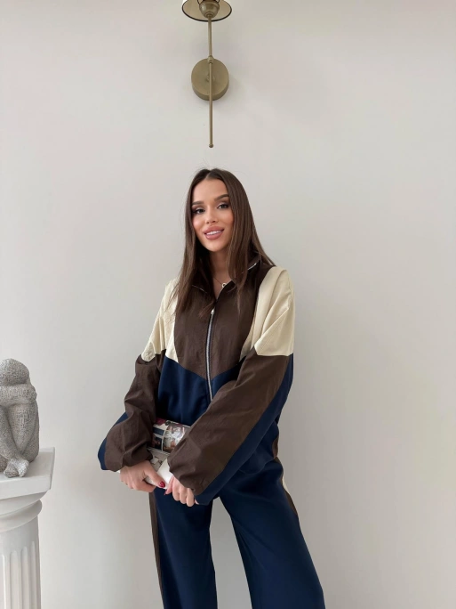 GARNE PARAŞÜT DETAY HIRKA VE PANTOLONLU MODAL İKİLİ TAKIM KAHVE