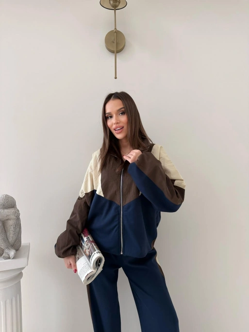 GARNE PARAŞÜT DETAY HIRKA VE PANTOLONLU MODAL İKİLİ TAKIM KAHVE