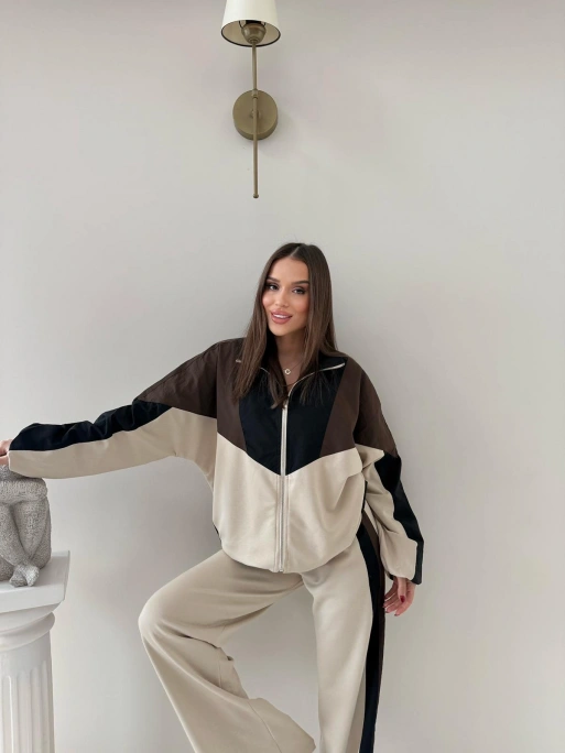 GARNE PARAŞÜT DETAY HIRKA VE PANTOLONLU MODAL İKİLİ TAKIM KREM