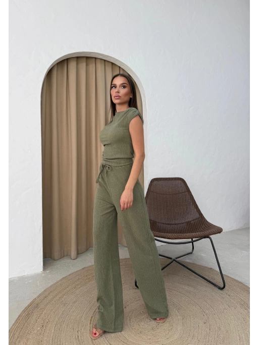 GOFRE BLUZ VE PANTOLONLU İKİLİ TAKIM HAKİ