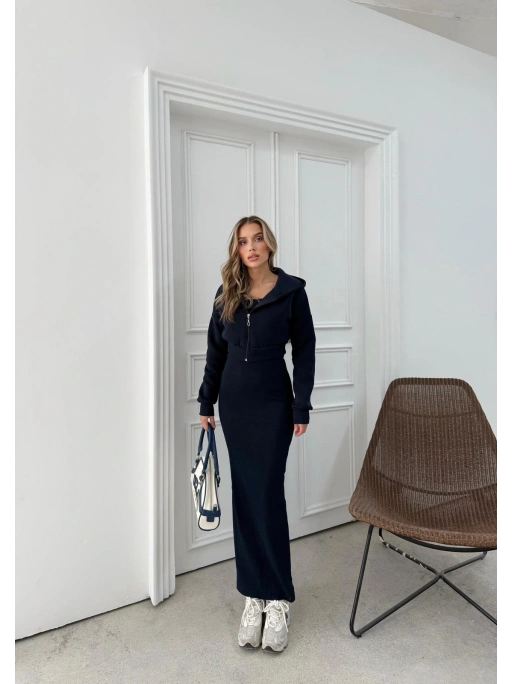 HIRKA VE ELBİSELİ İKİLİ TAKIM LACİVERT FRG-6010