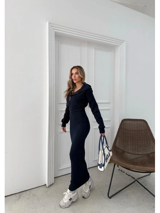 HIRKA VE ELBİSELİ İKİLİ TAKIM LACİVERT FRG-6010