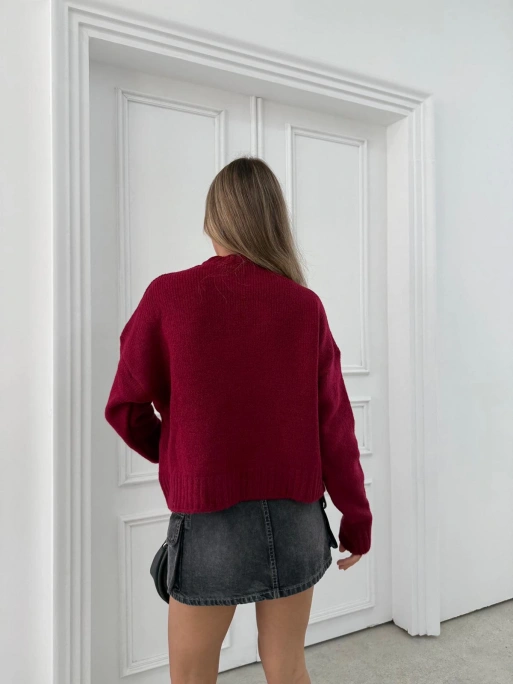 KALP AKSESUAR DETAY OVERSİZE TRİKO KAZAK BORDO